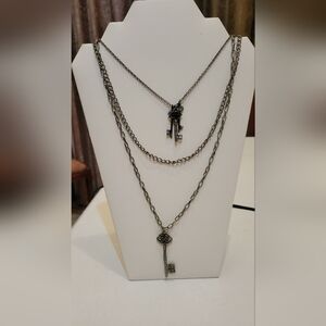 Cookie Lee Silver Multi-Layer Chain Necklace